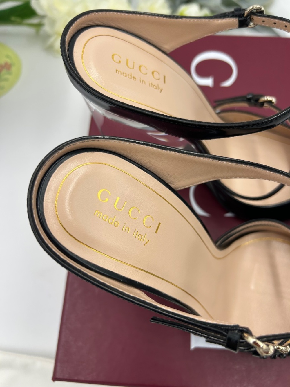 Women’s Gucci Christy Regent Patent  Leather Wedge Mules. Size 9. Made in Italy. - Picture 5 of 12